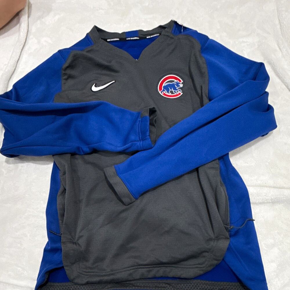 Nike Chicago Cubs MLB Dri-FIT Pullover Sweatshirt Long Sleeve Blue/Gray S